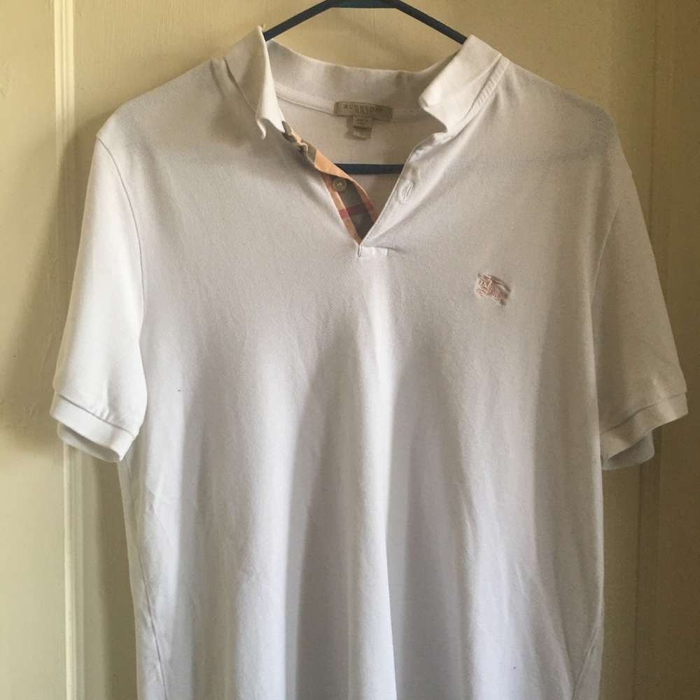 Burberry short sleeve shirt sz large white color